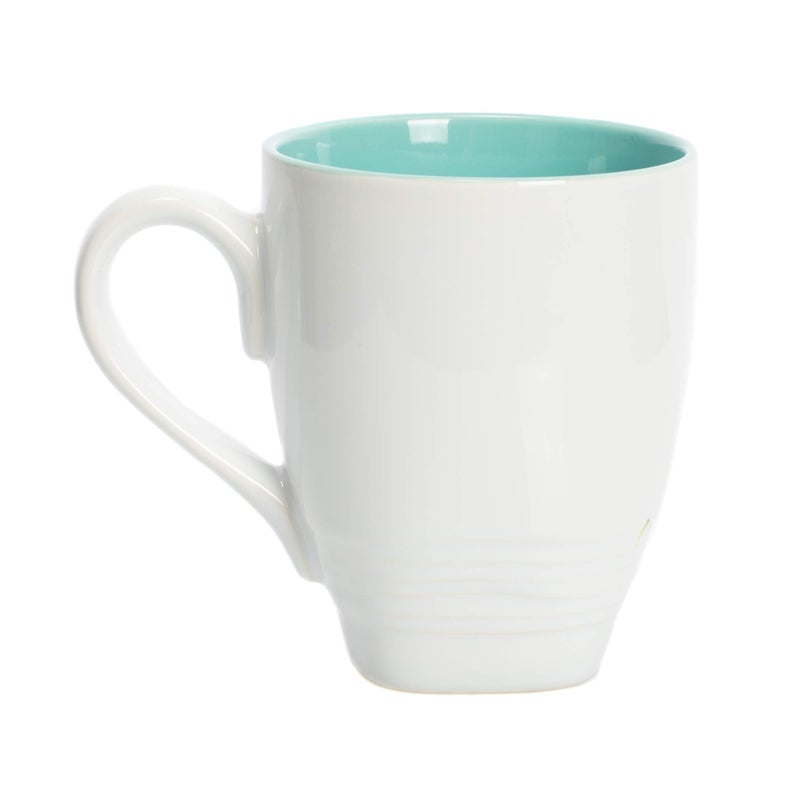 DEMDACO Saw Whet Owl Watercolor Blue On White 12 Ounce Glossy Stoneware Mug With Handle - Image 3